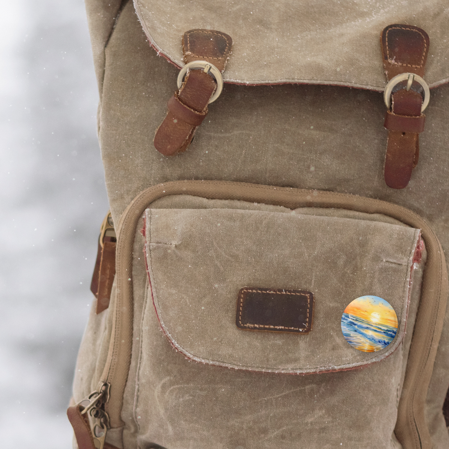 Beach Landscape 1 Pin Back Button, Magnet, Keychain