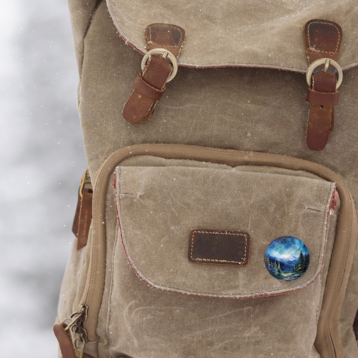 Night Forest 2 Pin Back Button, Magnet
