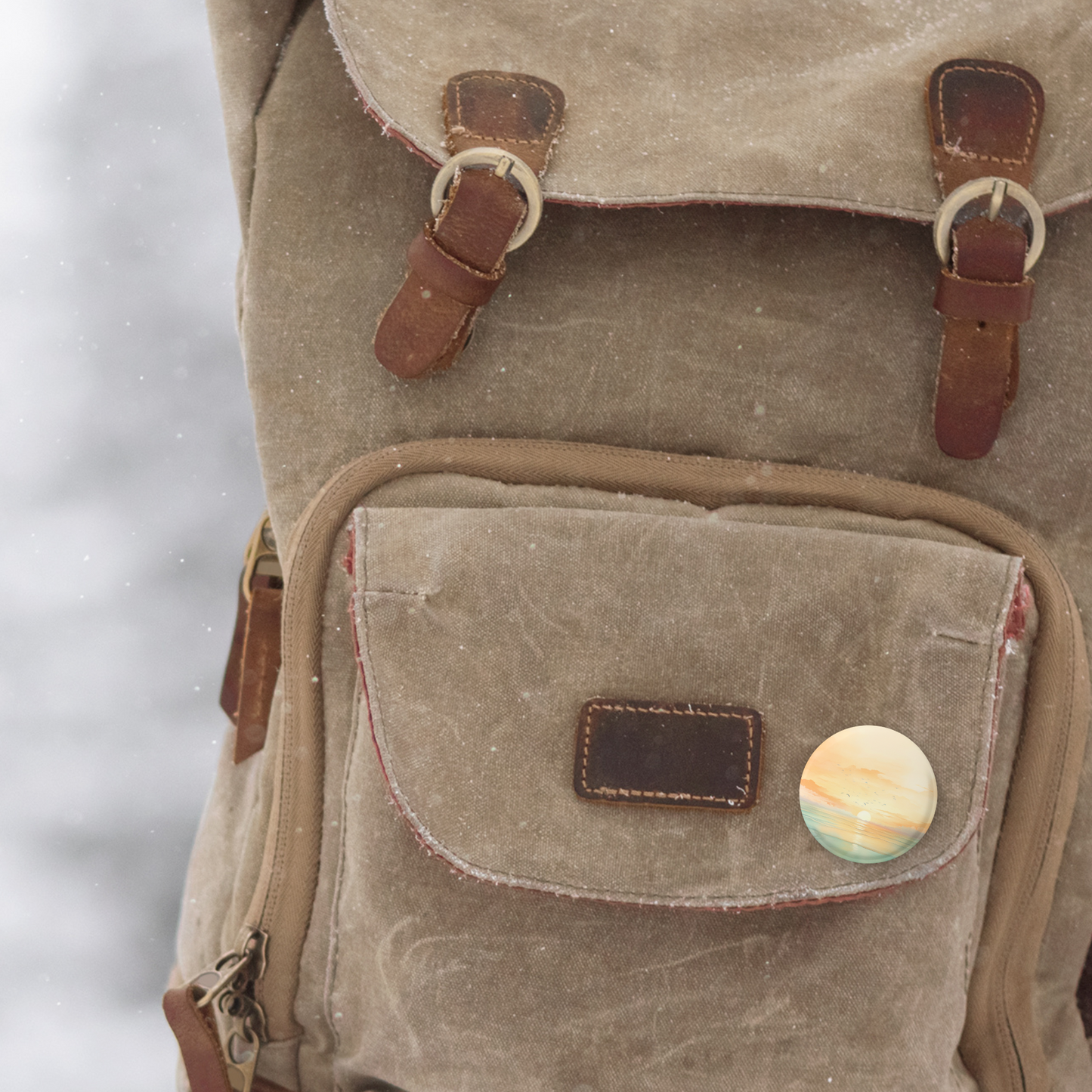 Beach Landscape 8 Pin Back Button, Magnet, Keychain