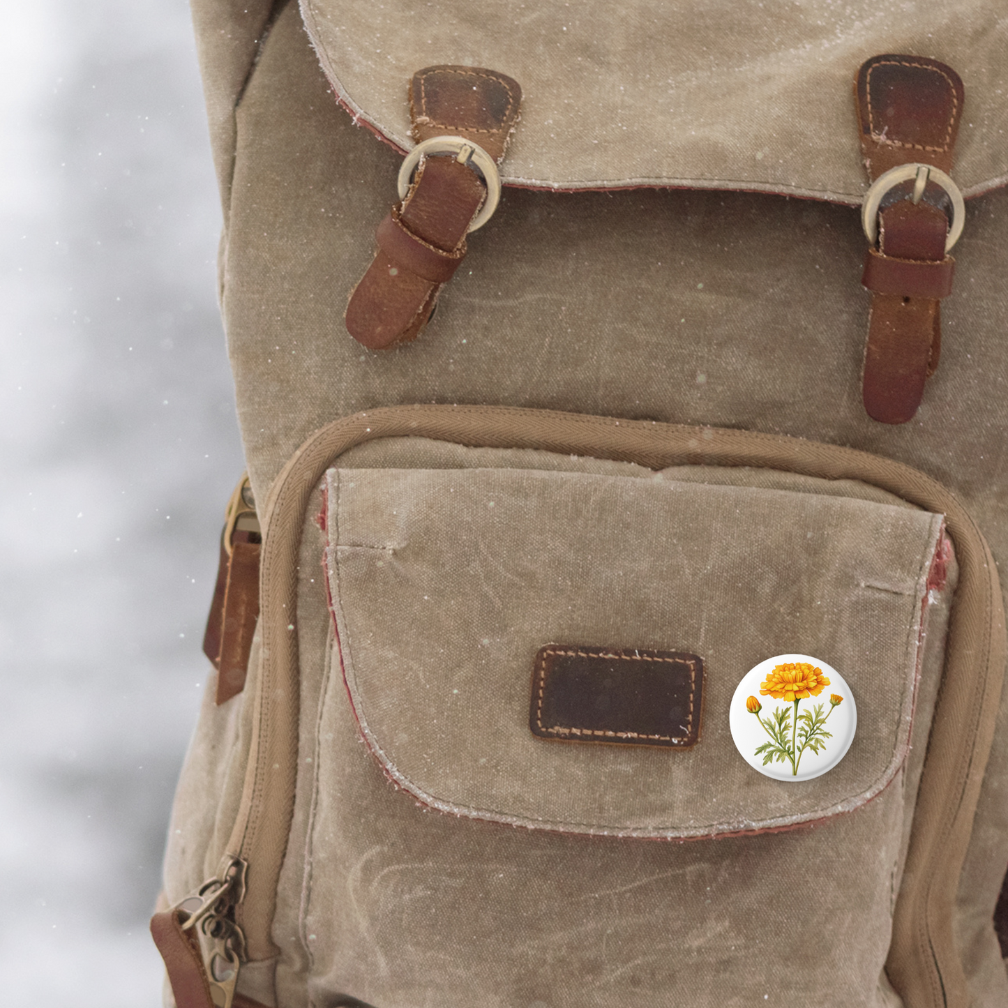 Marigold 3 Pin Pin Back Button, Magnet, Keychain