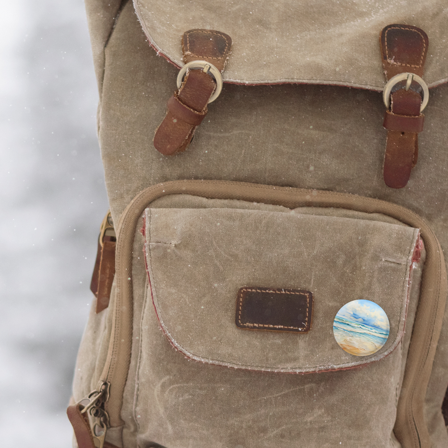 Beach 3 Pin Back Button, Magnet, Keychain
