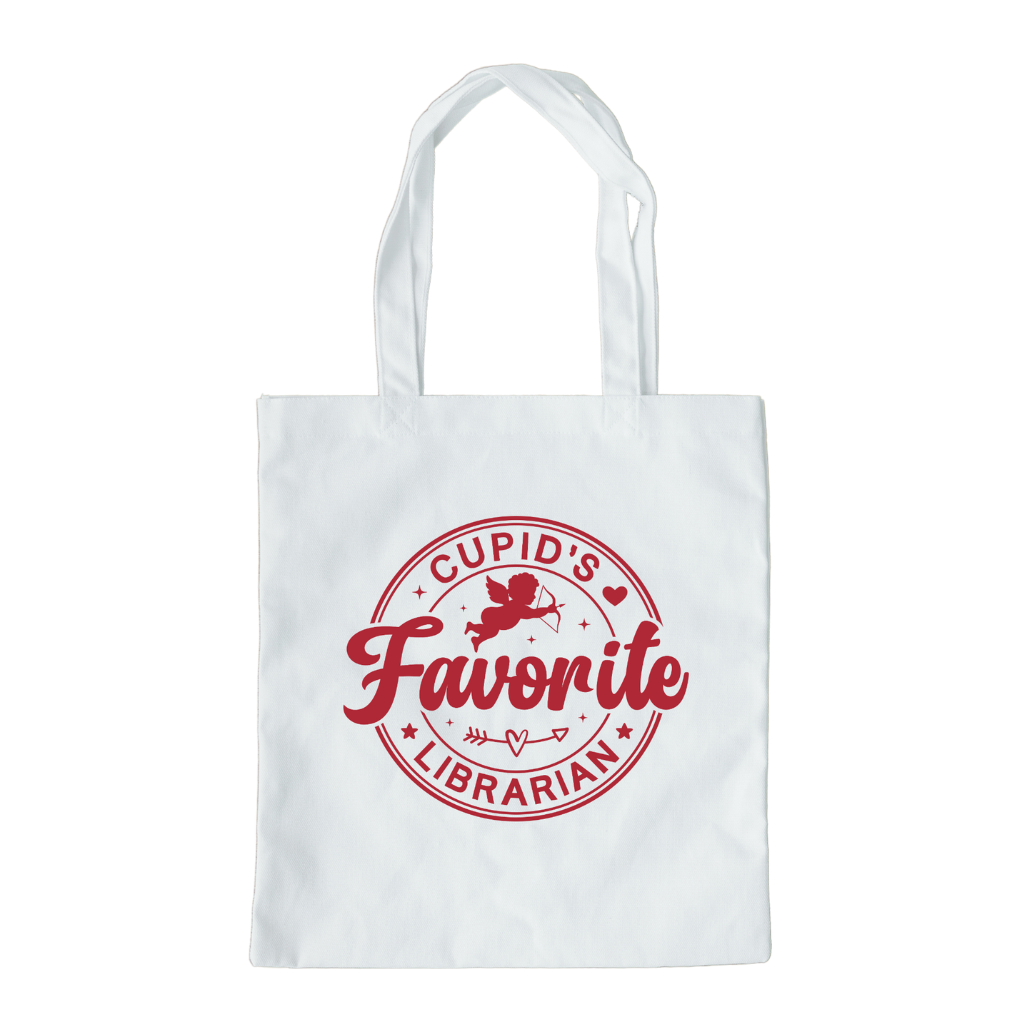 Cupids Favorite Librarian Tote Bag, Reusable Tote Bag, Valentines Day Tote Bag