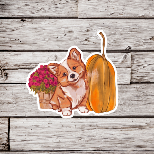 Fall Corgi Sticker