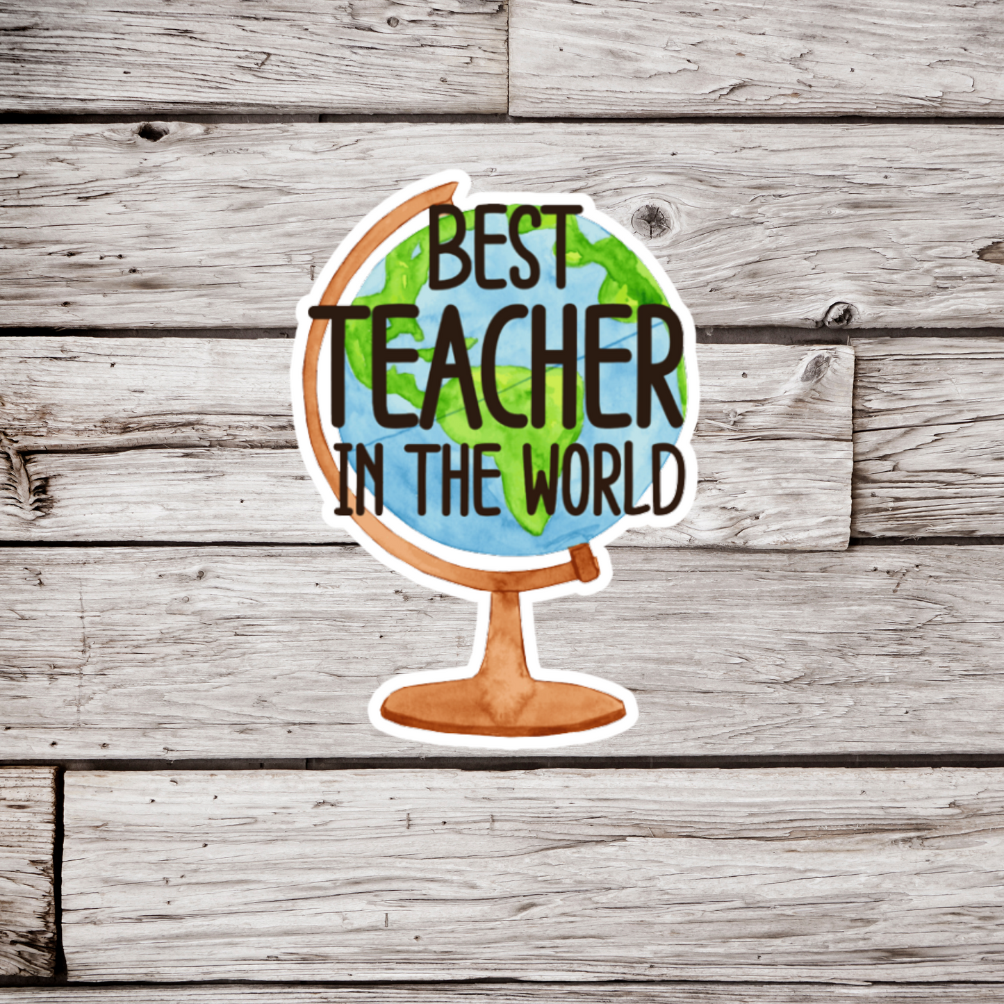 Best Teacher in the World Globe Sticker