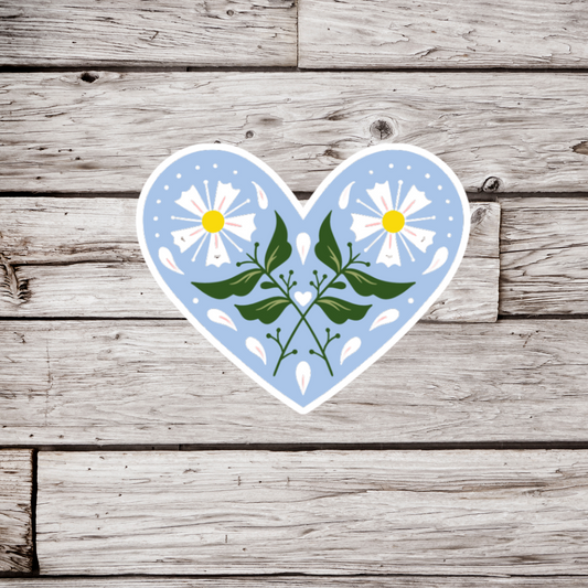 Folk Heart Blue Sticker