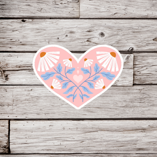 Folk Heart Pink Sticker