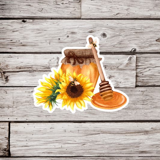 Honey and Sunflowers Sticker or Magnet