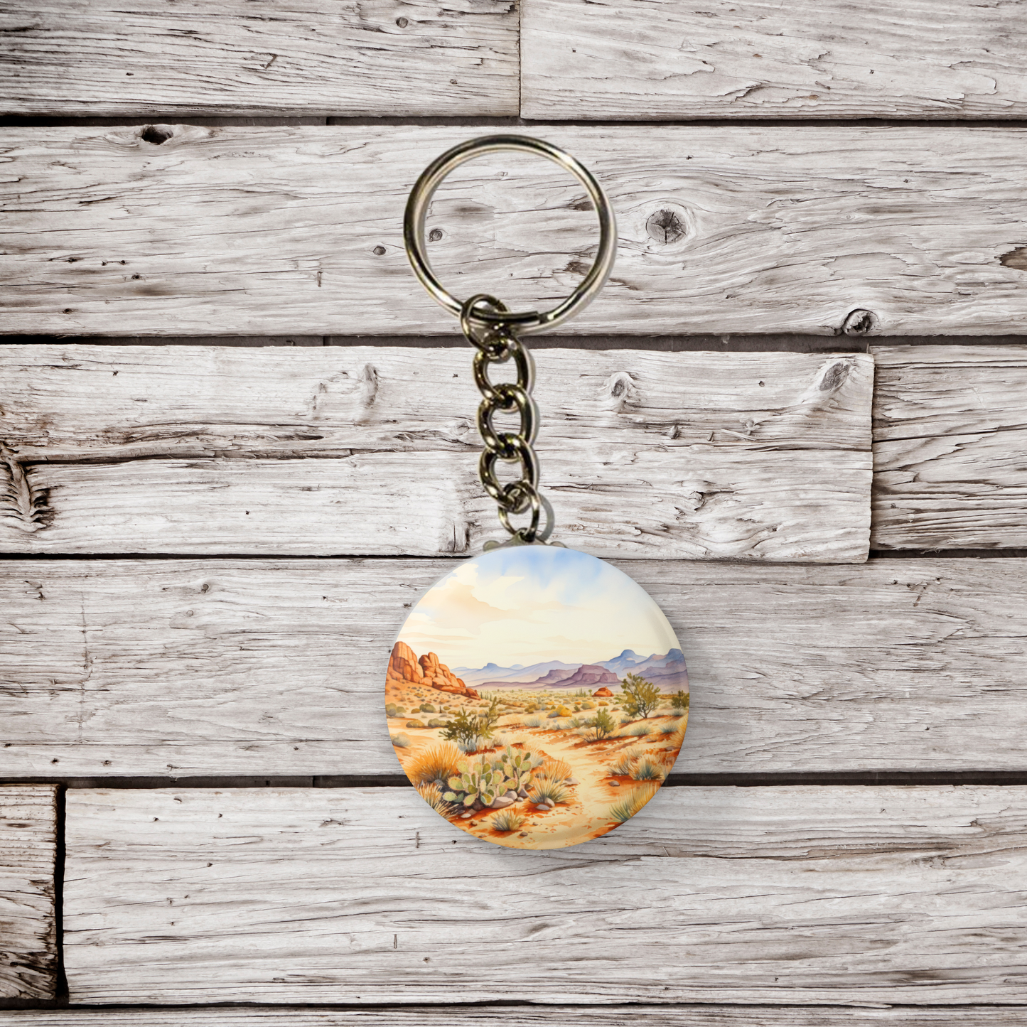 Desert Landscape 3 Pin Back Button, Magnet, Keychain