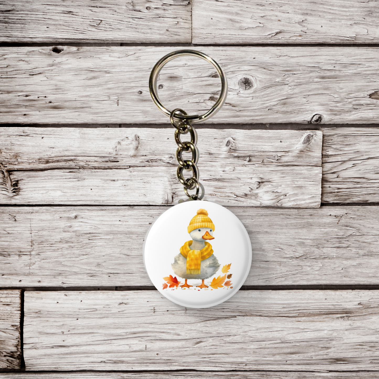 Autumn Duck Pin Back Button, Magnet, Keychain