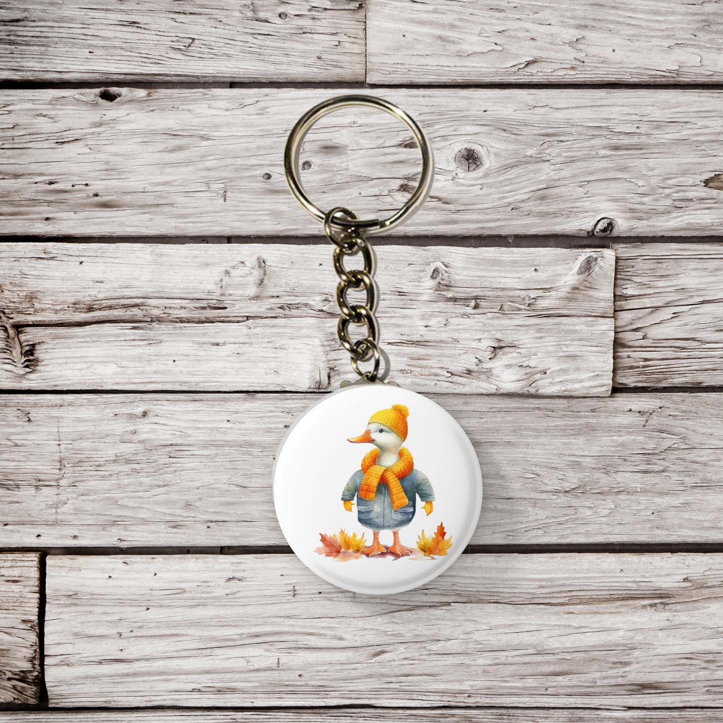 Autumn Duck Pin Back Button, Magnet, Keychain