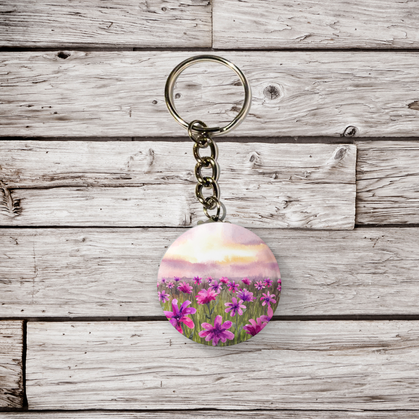 Wildflower Field 3 Pin Pin Back Button, Magnet, Keychain
