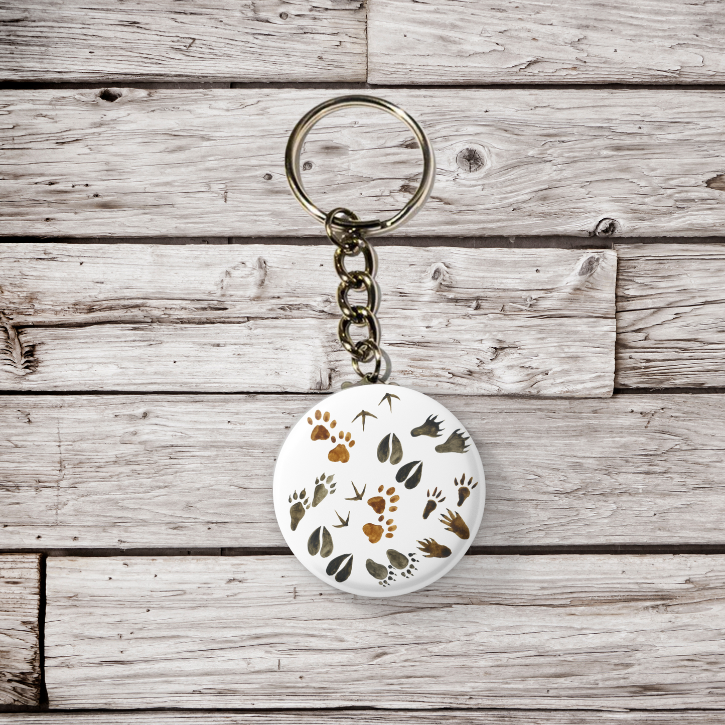 Animal Tracks Pin Back Button, Magnet, Keychain