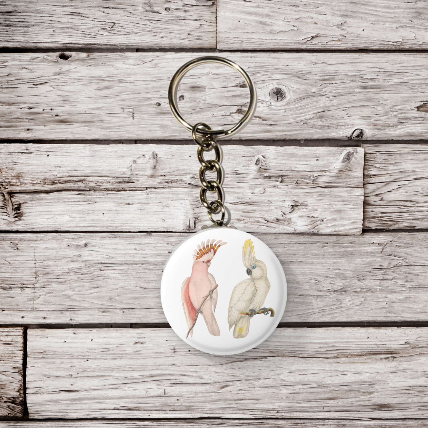 Cockatoo Pin Back Button, Magnet, Keychain