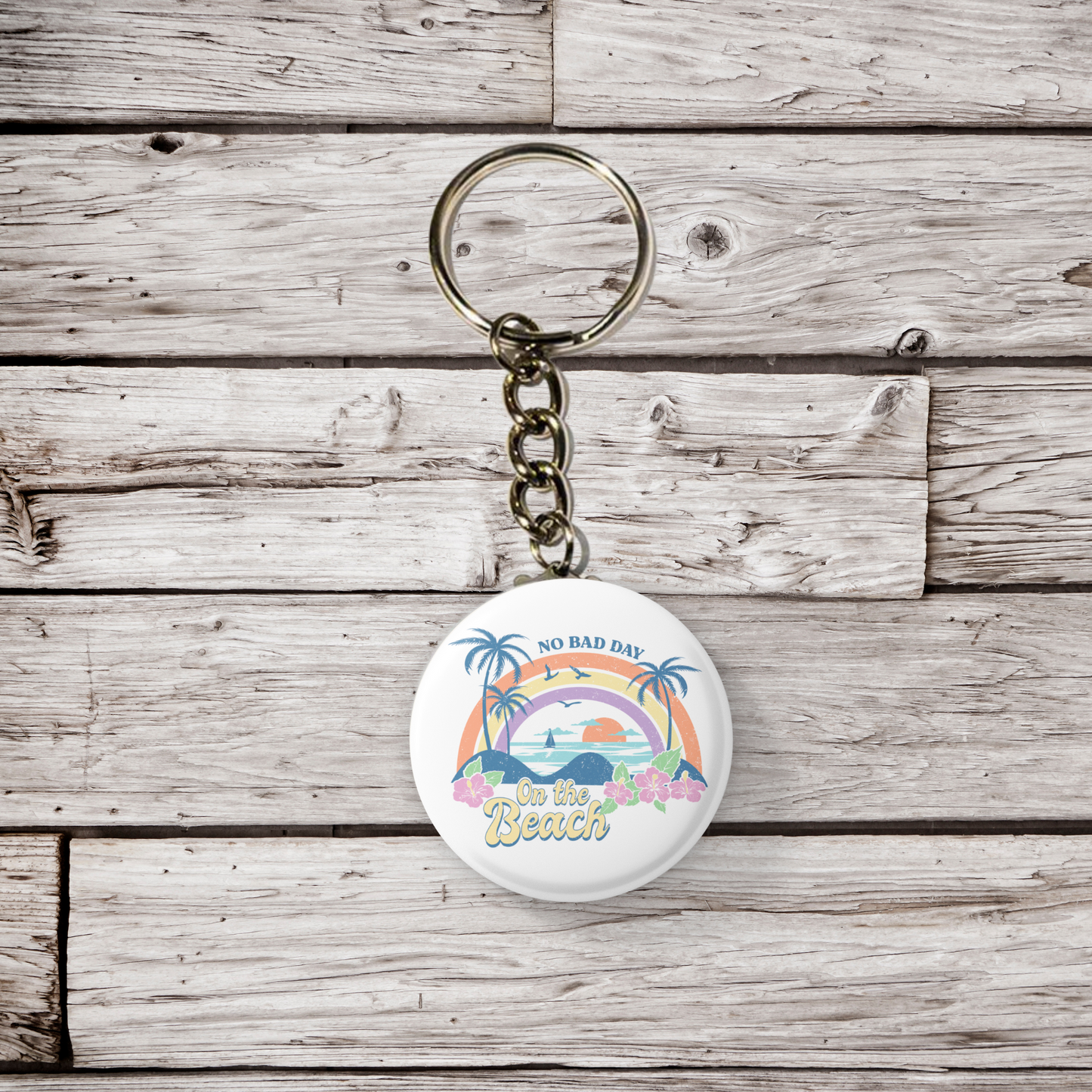 No Bad Day On The Beach Pin Back Button, Magnet, Keychain