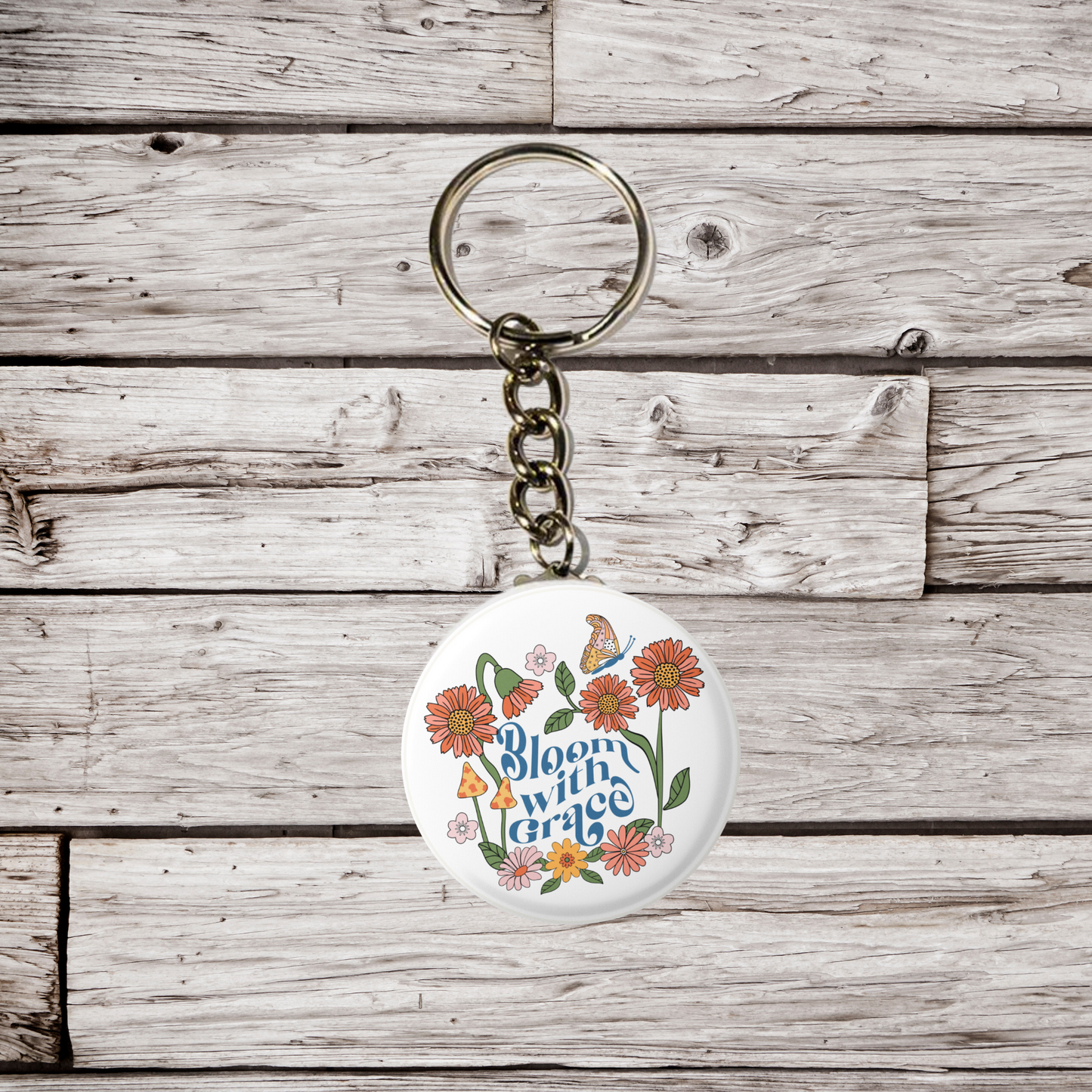 Bloom With Grace Pin Back Button, Magnet, Keychain