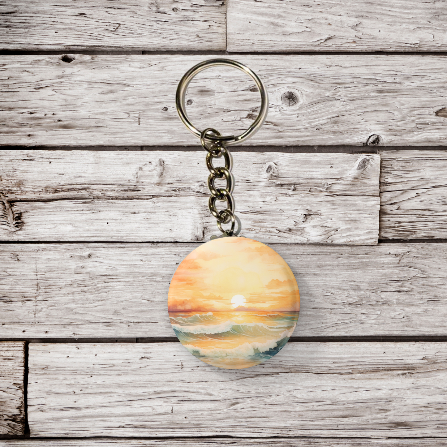 Beach Landscape 6 Pin Back Button, Magnet, Keychain