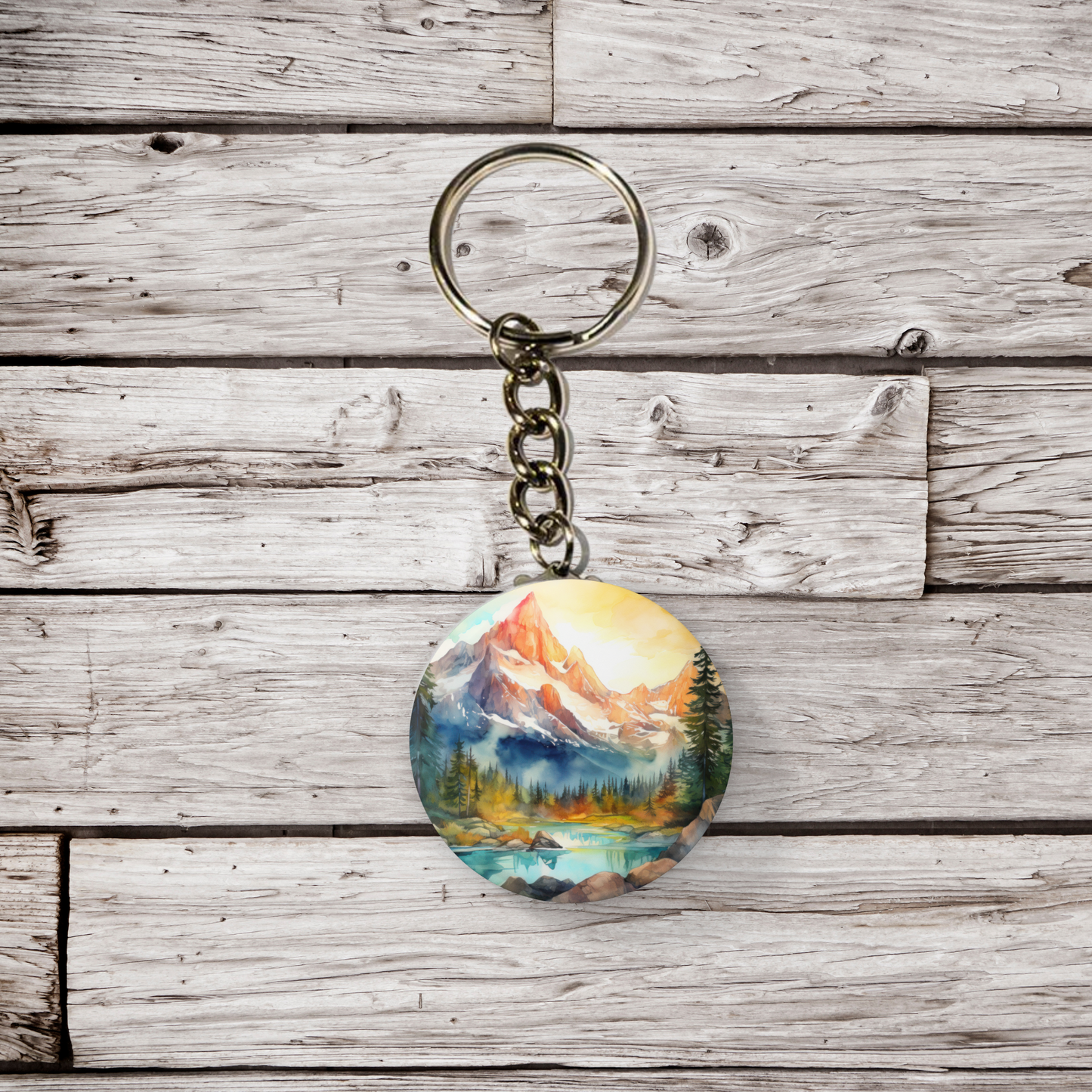 Mountain Forest 1 Pin Back Button, Magnet, Keychain