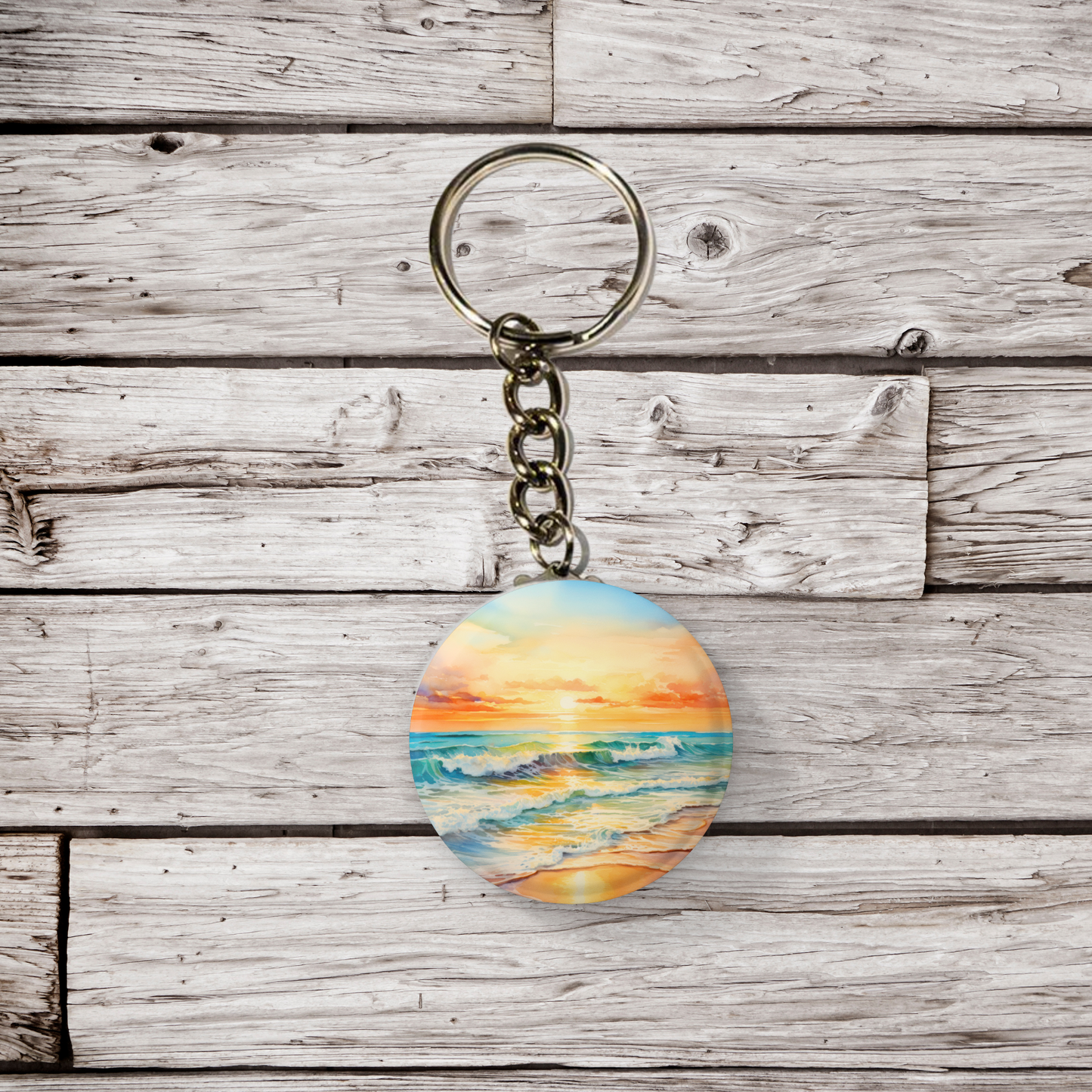 Beach Landscape 7 Pin Back Button, Magnet, Keychain