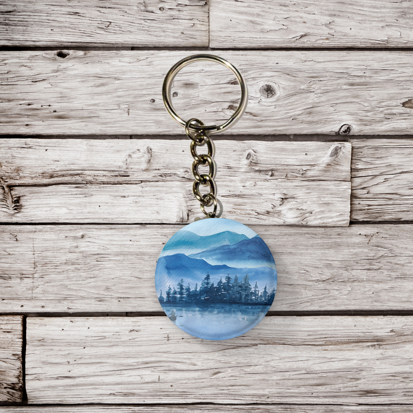 Blue Forest Lake Pin Pin Back Button, Magnet, Keychain