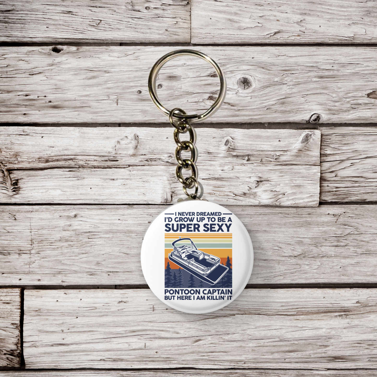 Pontoon Captain Pin Back Button, Magnet, Keychain