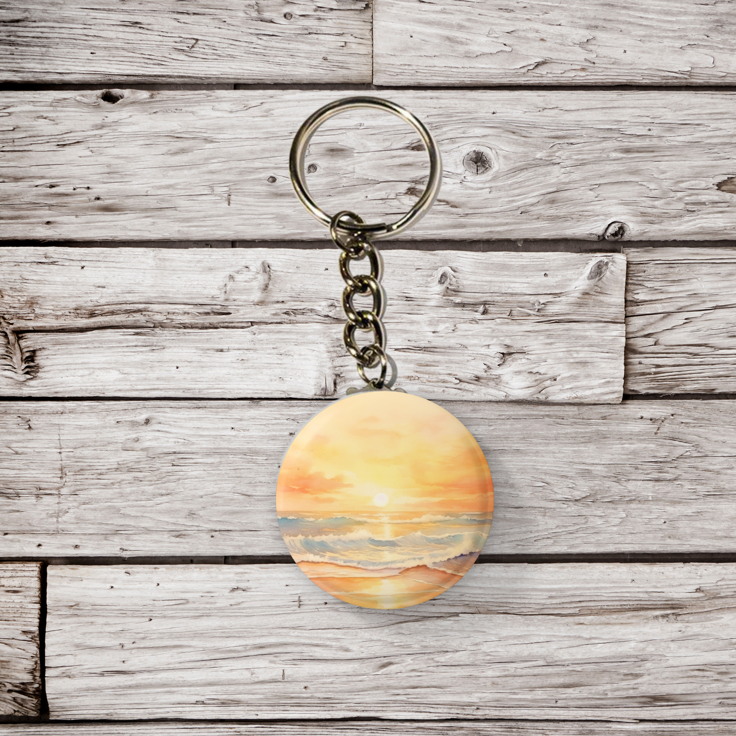 Beach Landscape 3 Pin Back Button, Magnet, Keychain