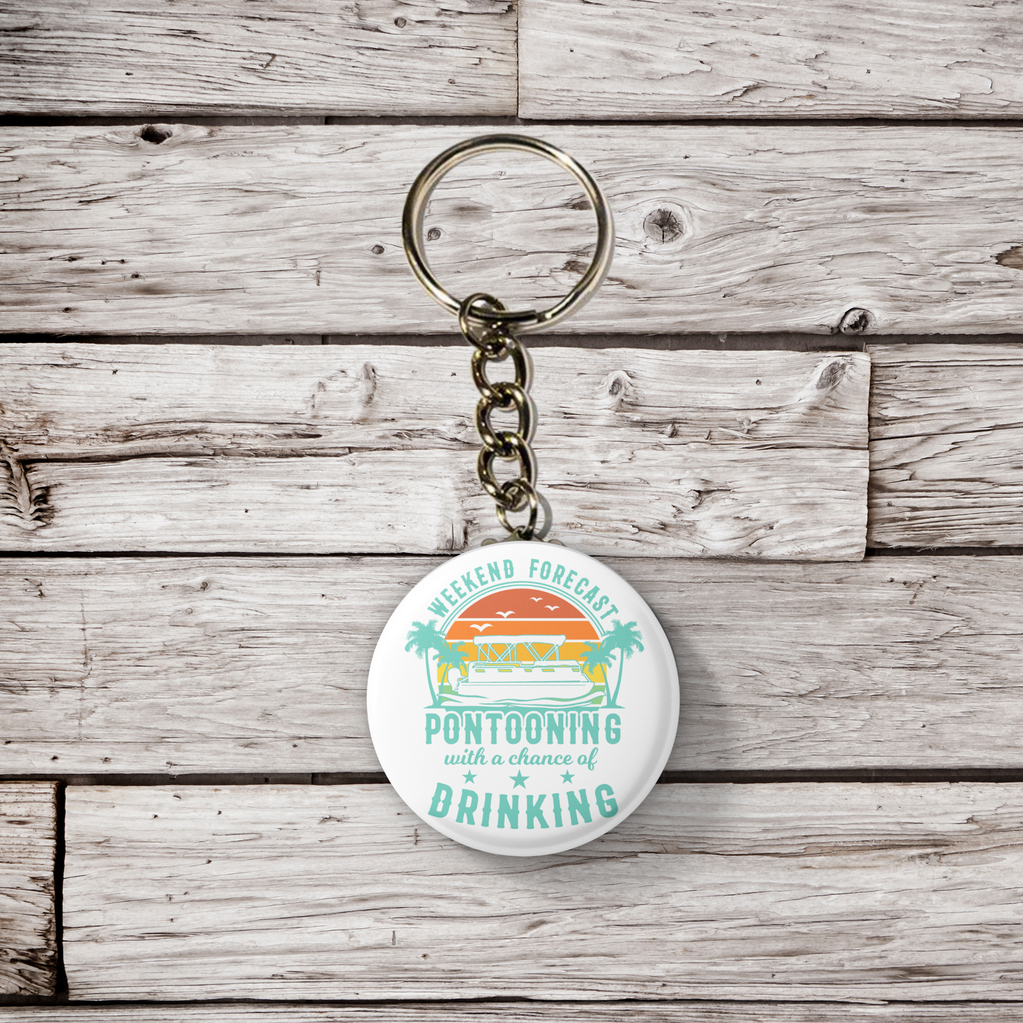 Pontoon Boat Pin Back Button, Magnet, Keychain