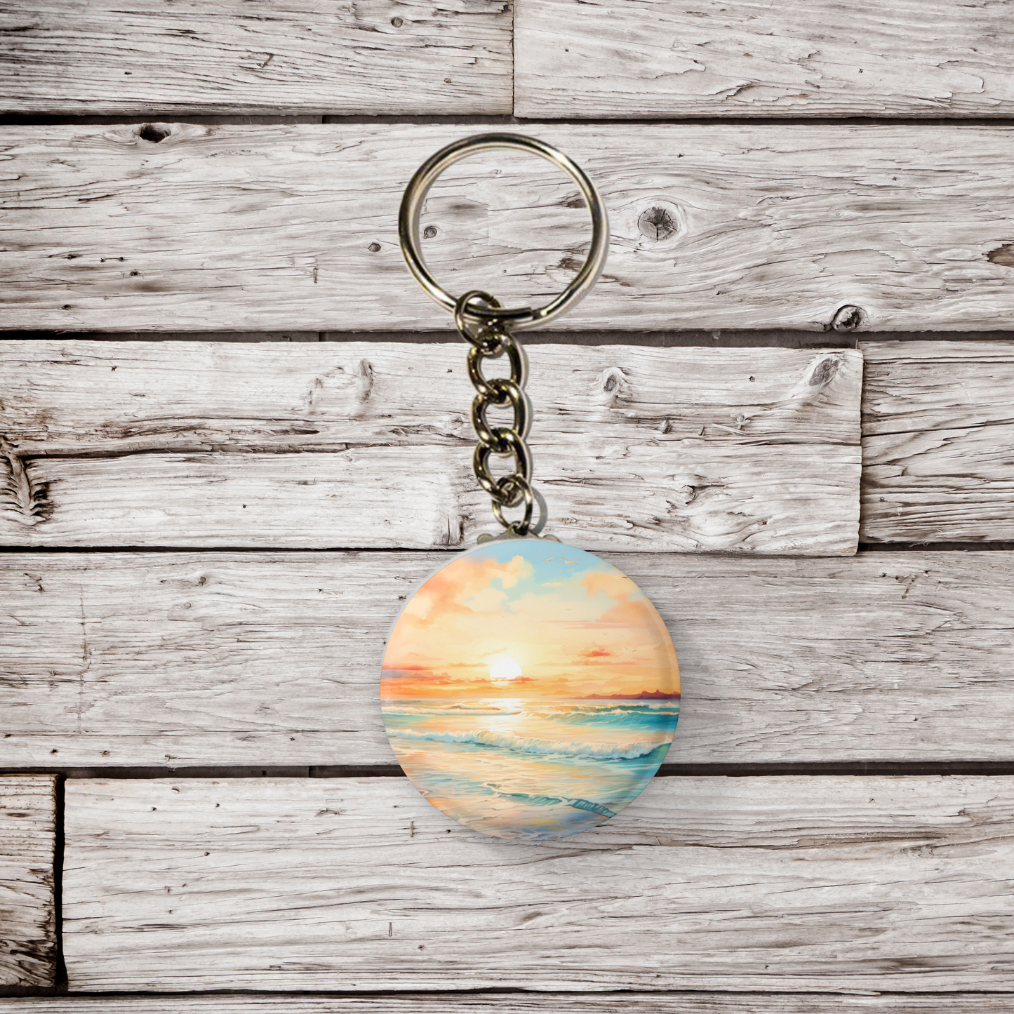 Beach Landscape 2 Pin Back Button, Magnet, Keychain