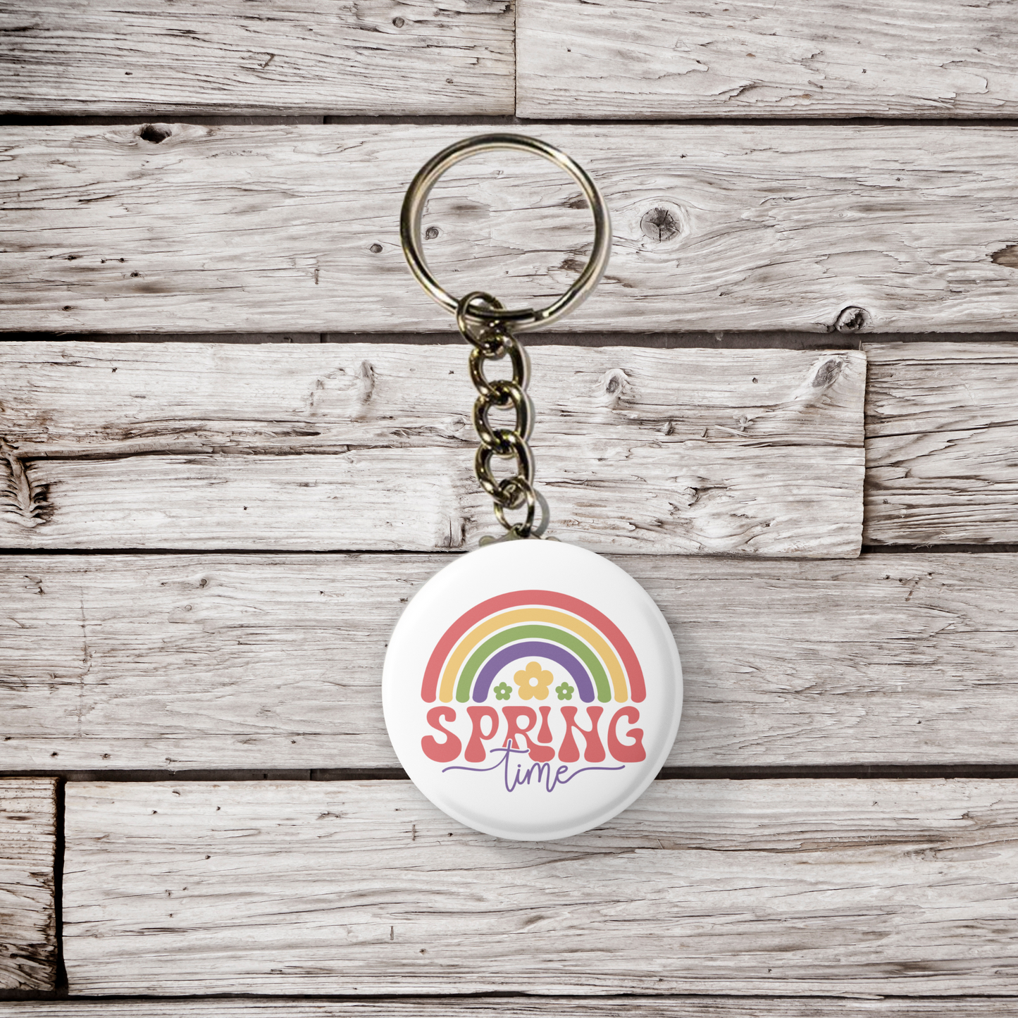 Spring Time Rainbow Pin Back Button, Magnet, Keychain