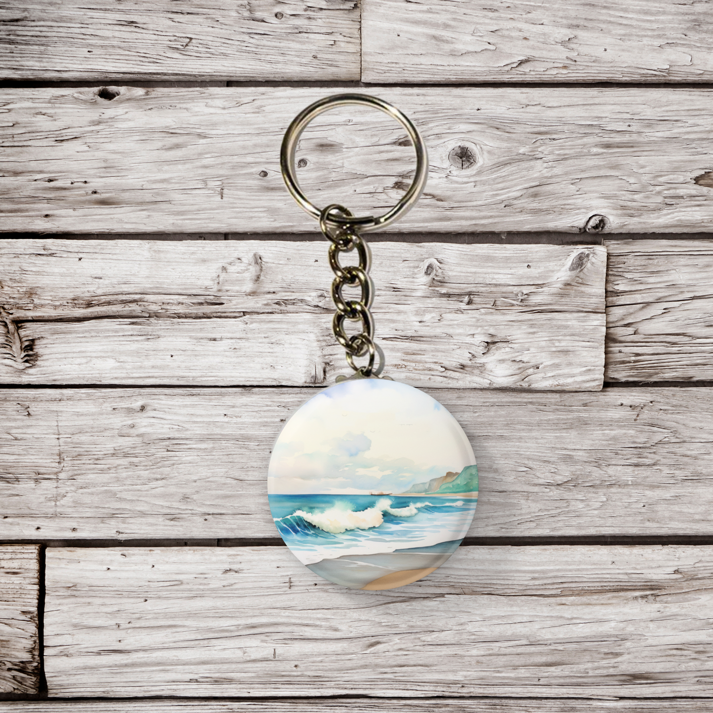 Beach 2 Pin Back Button, Magnet, Keychain
