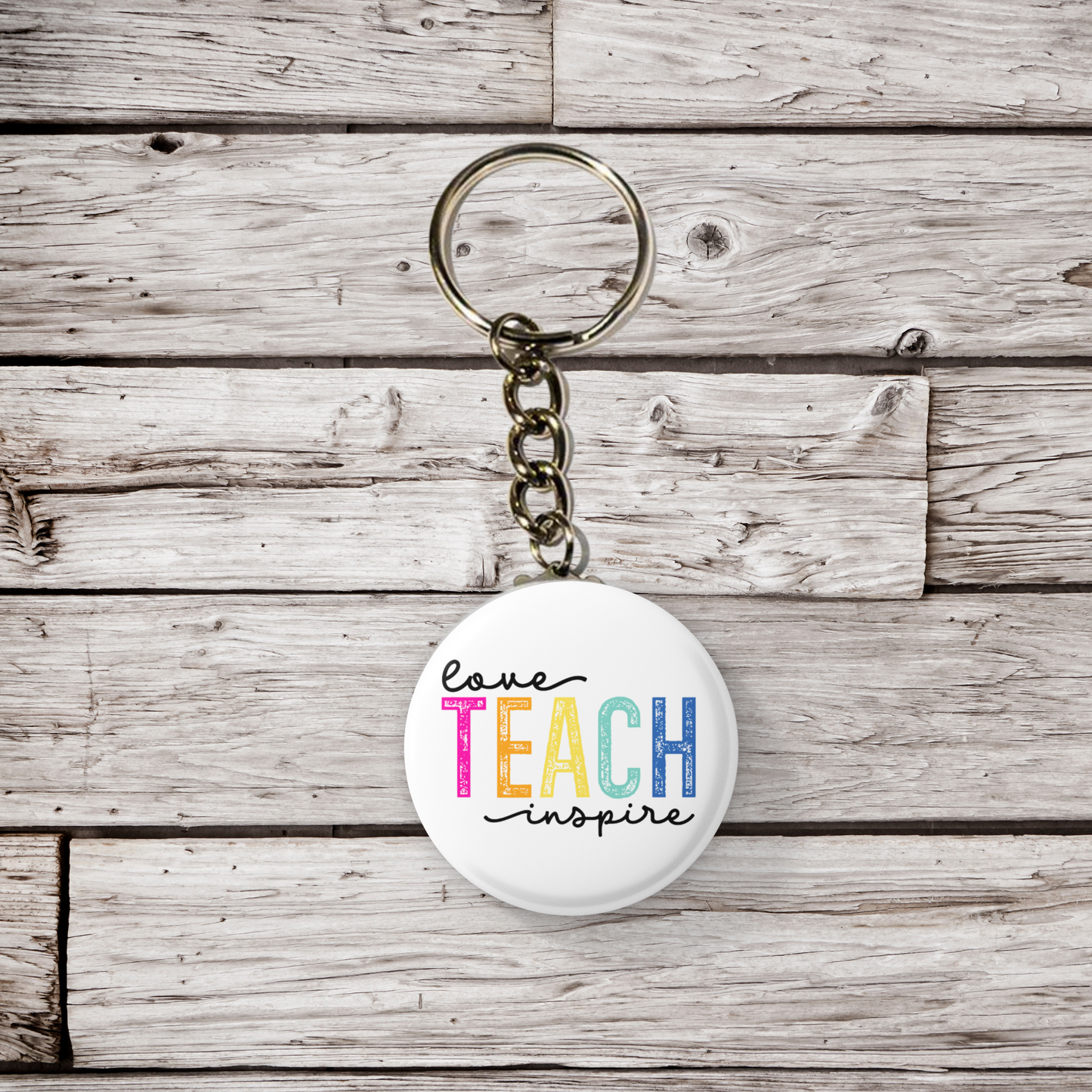 Love Teach Inspire Pin Back Button, Magnet, Keychain