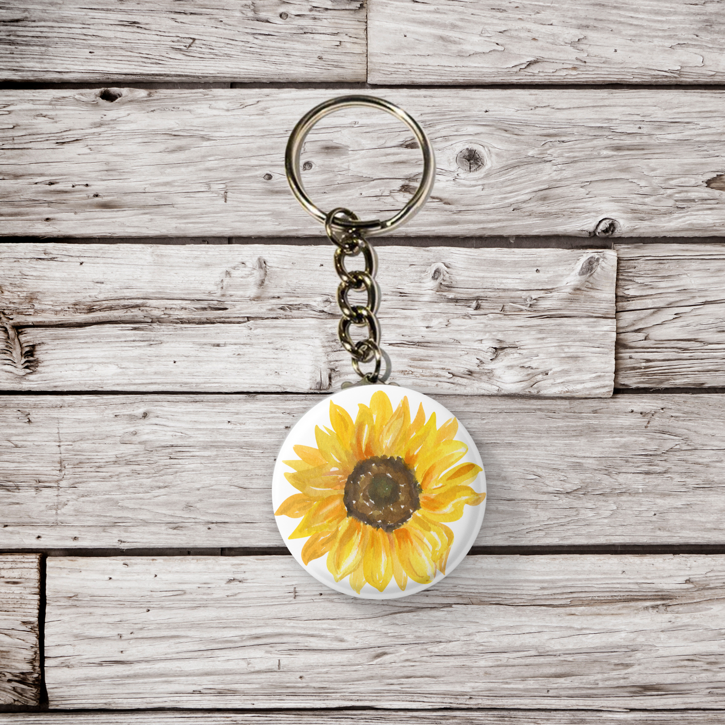 Sunflower Pin Pin Back Button, Magnet, Keychain