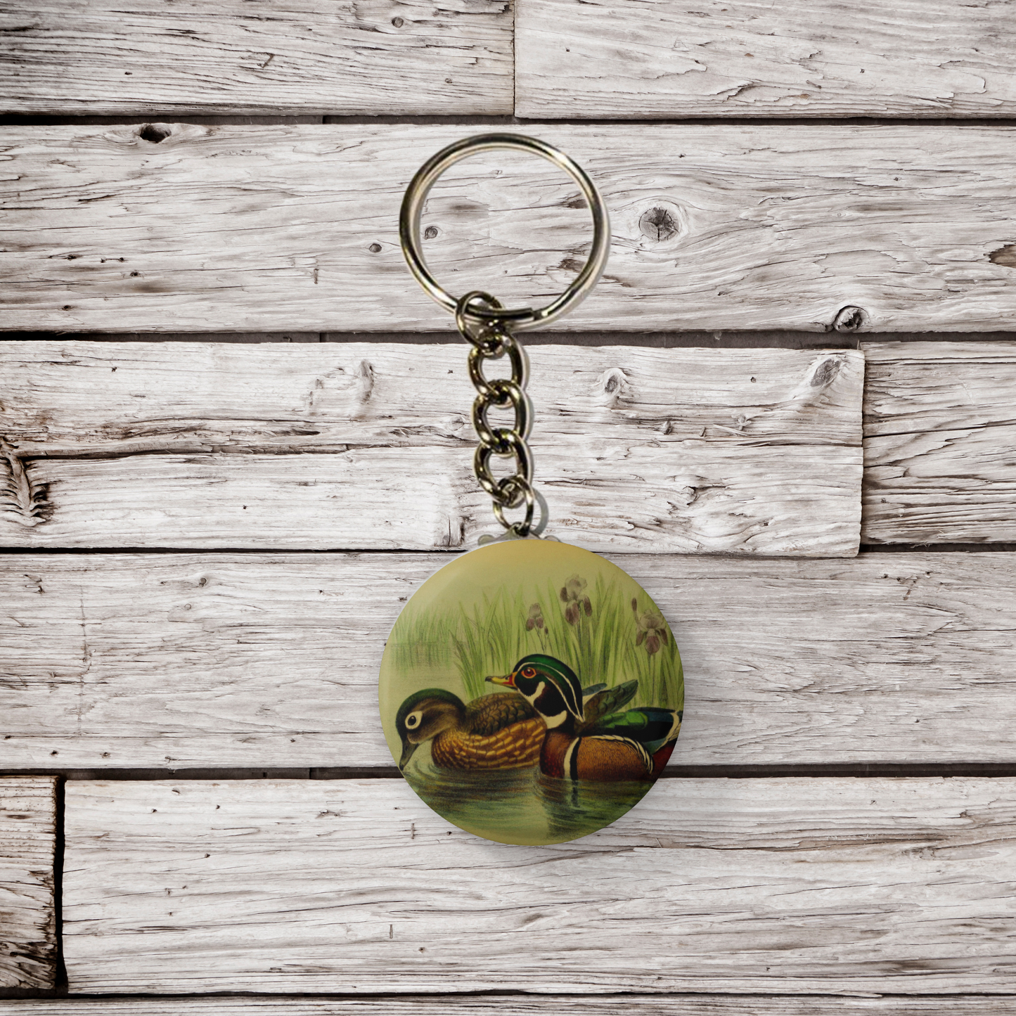Wood Duck Pin Back Button, Magnet, Keychain
