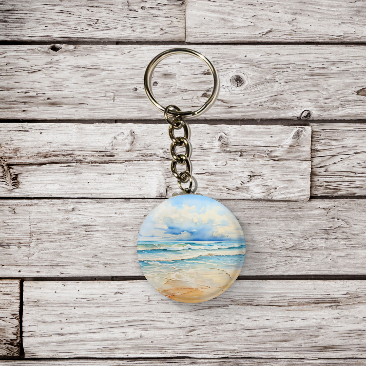 Beach 3 Pin Back Button, Magnet, Keychain