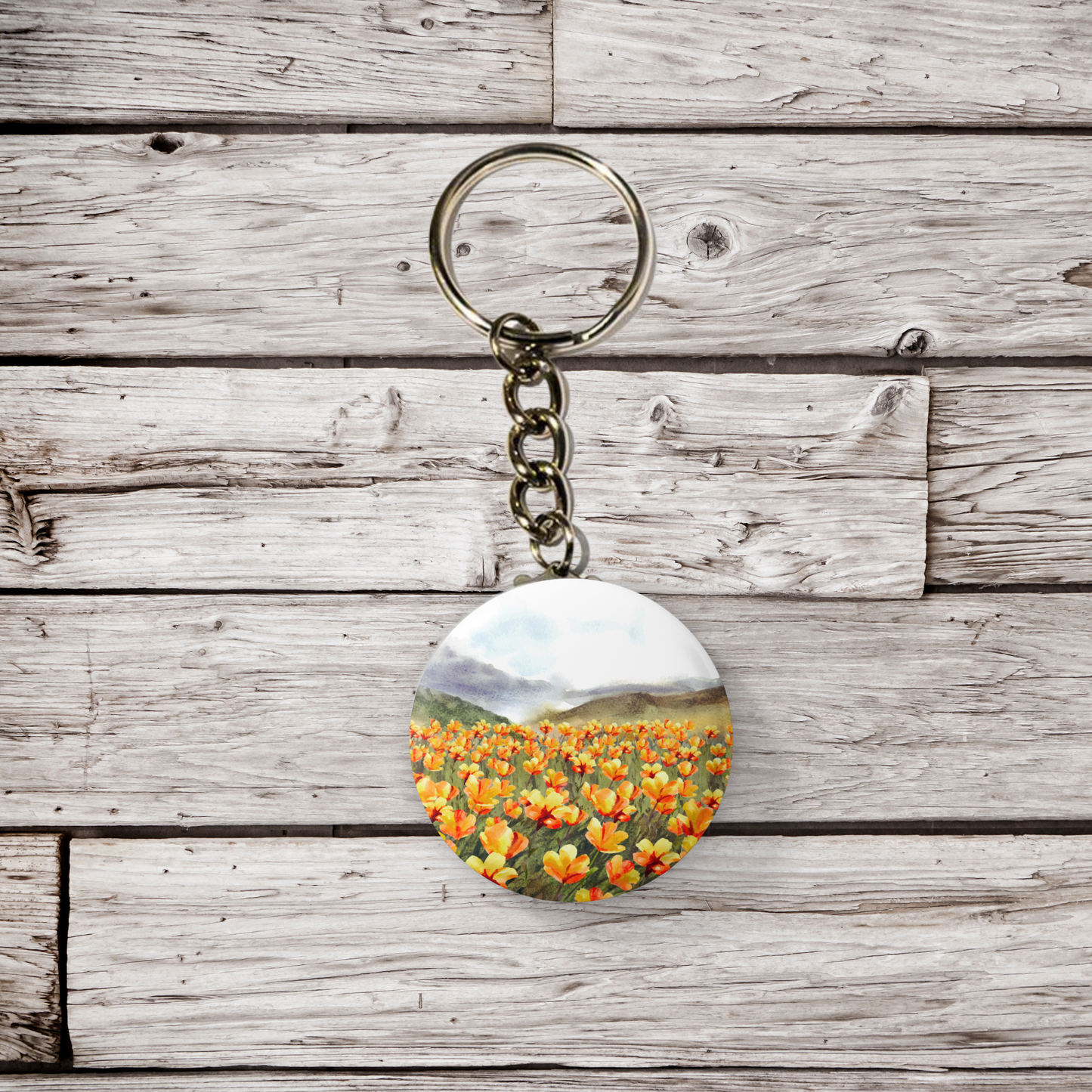 Wildflower Field 6 Pin Pin Back Button, Magnet, Keychain
