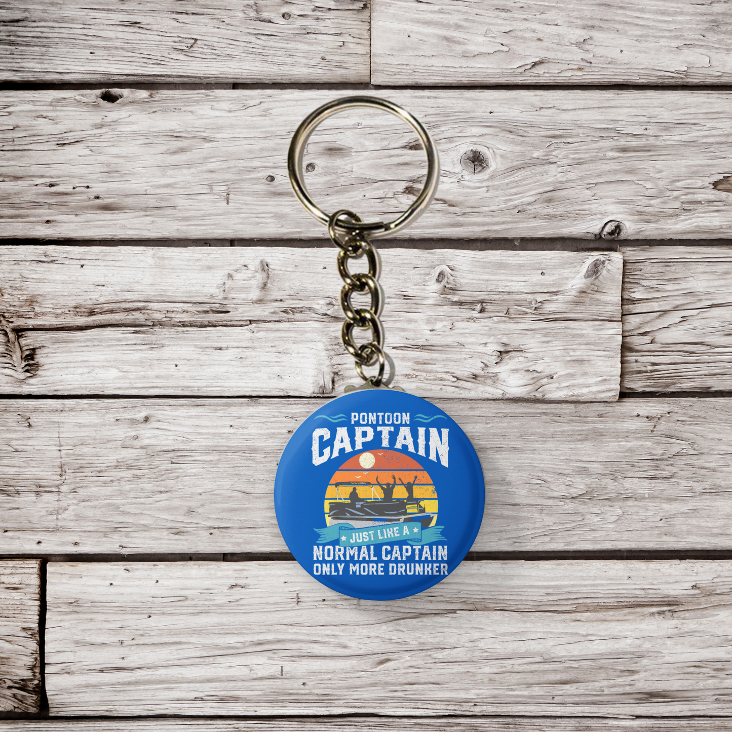 Pontoon Captain Pin Back Button, Magnet, Keychain