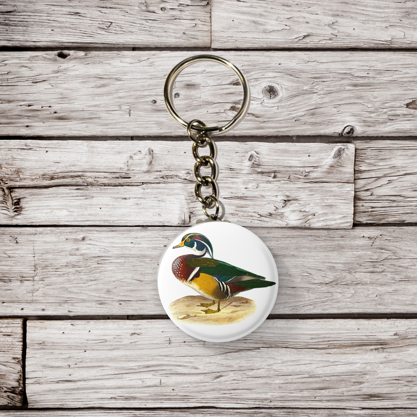 Wood Duck Pin Back Button, Magnet, Keychain