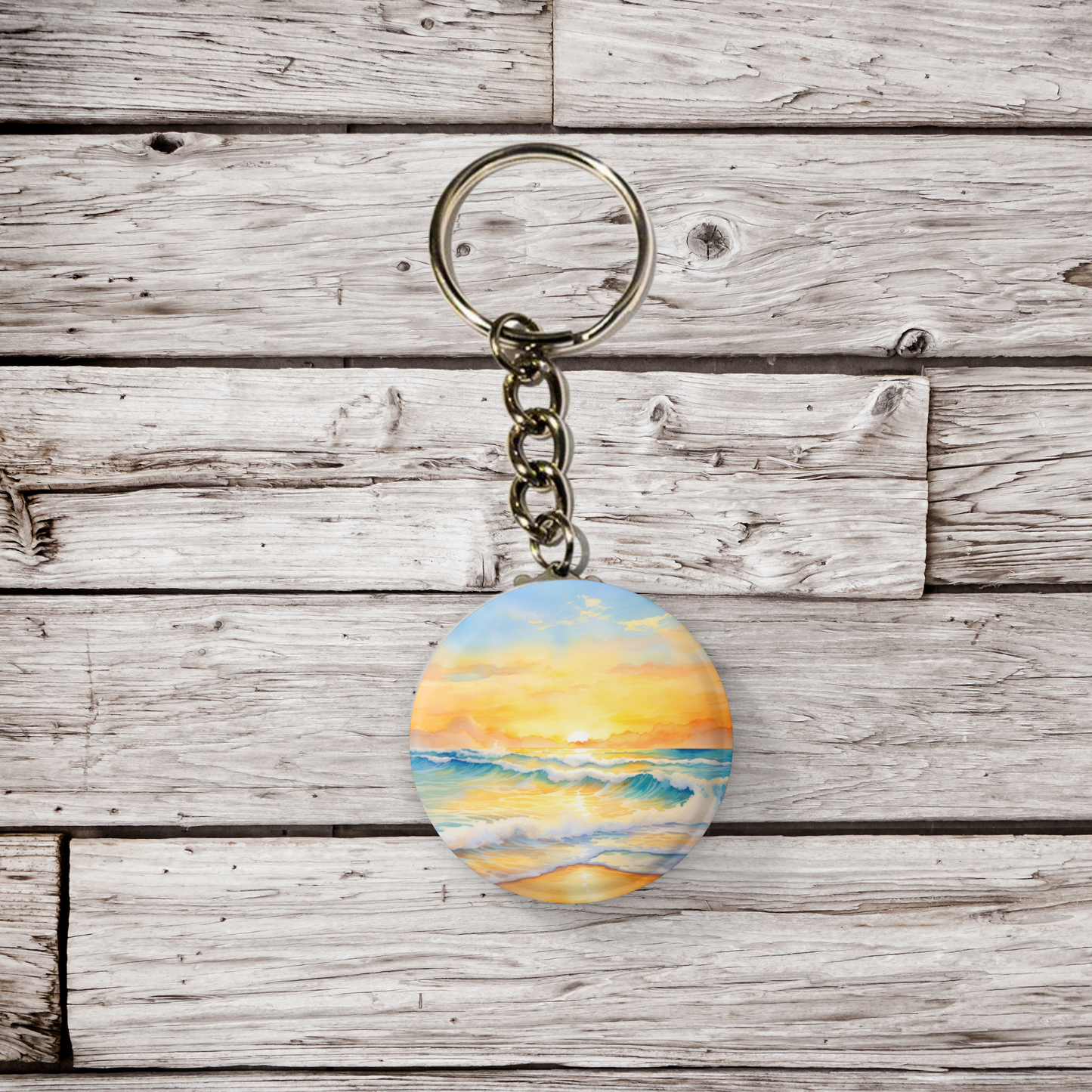 Beach Landscape 5 Pin Back Button, Magnet, Keychain