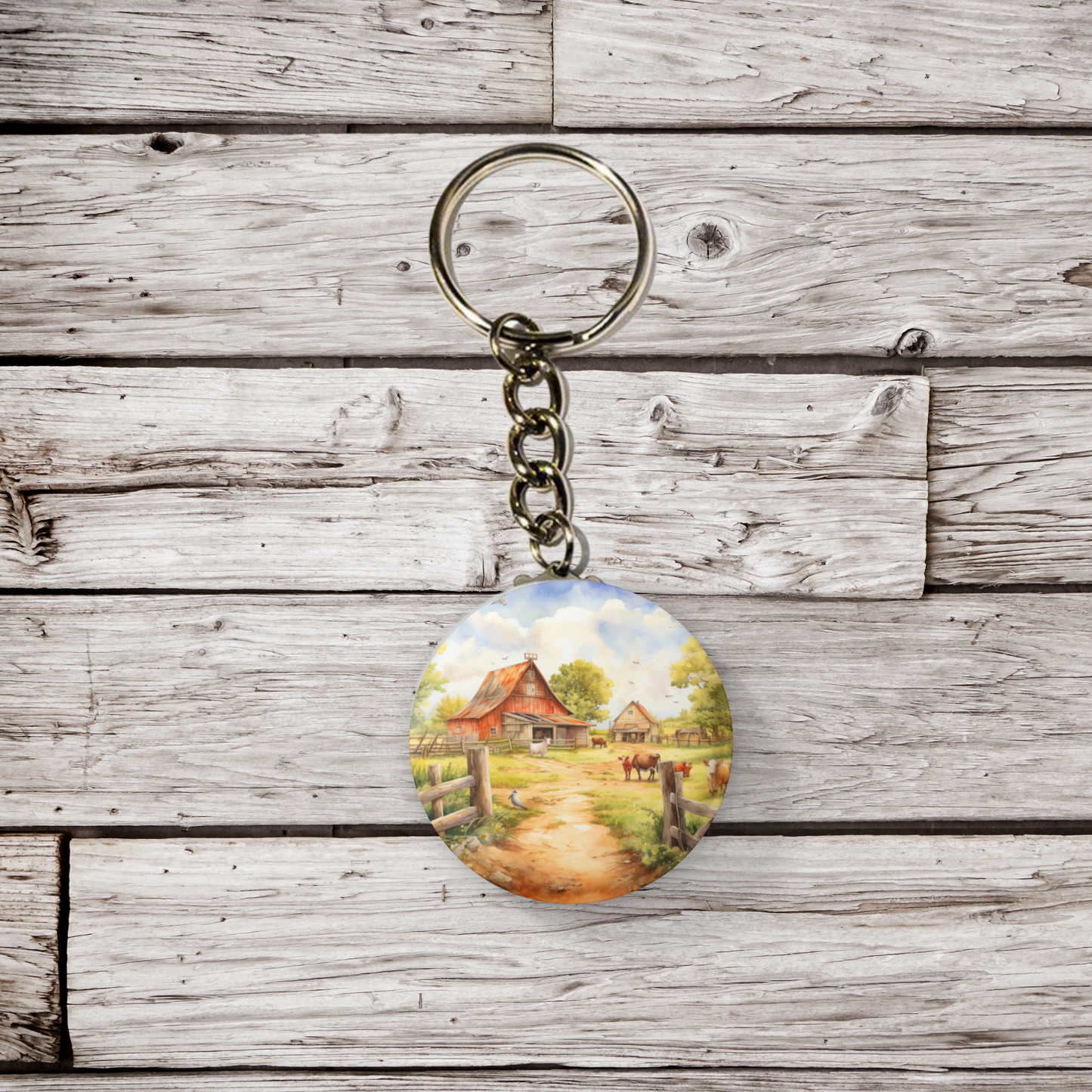 Farm Landscape 6 Pin Back Button, Magnet, Keychain