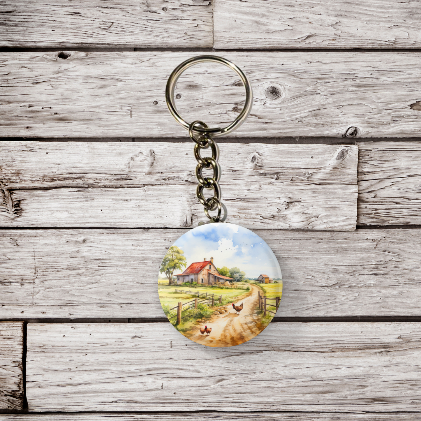 Farm Landscape 5 Pin Back Button, Magnet, Keychain