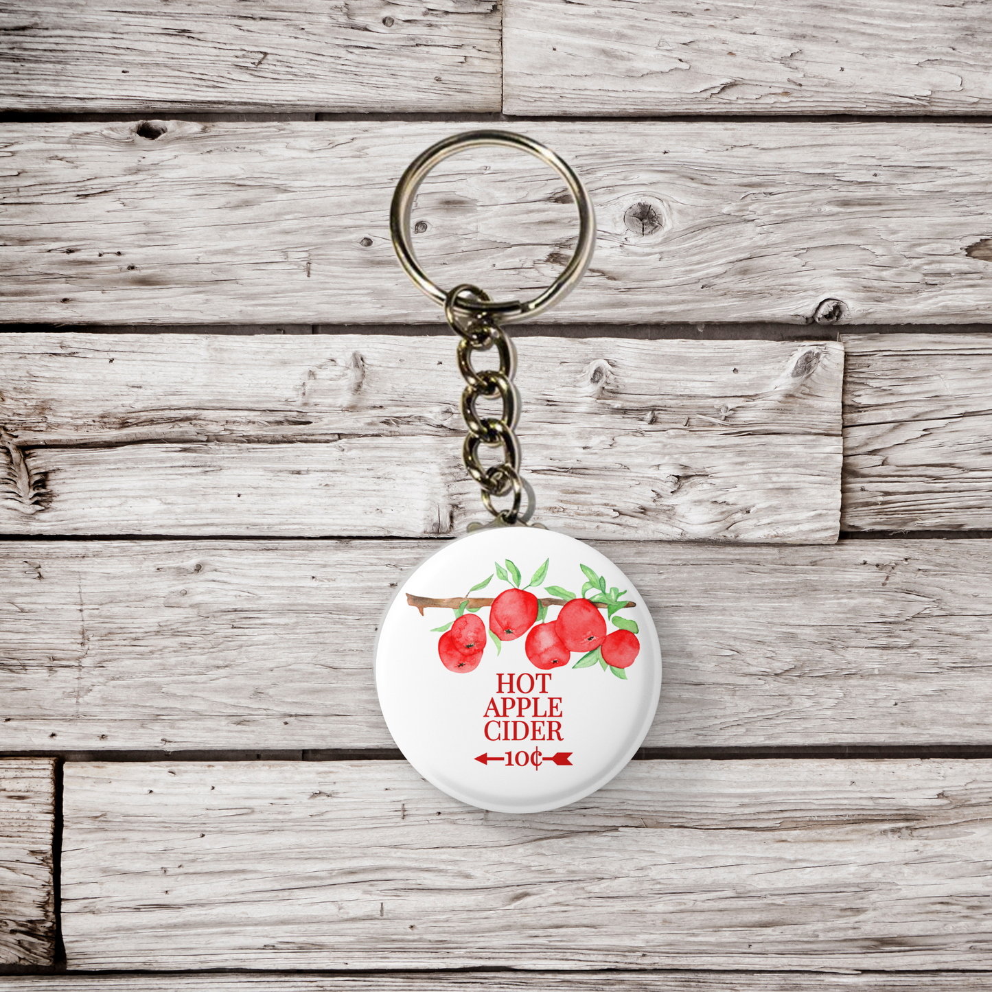 Hot Apple Cider Pin Back Button, Magnet, Keychain