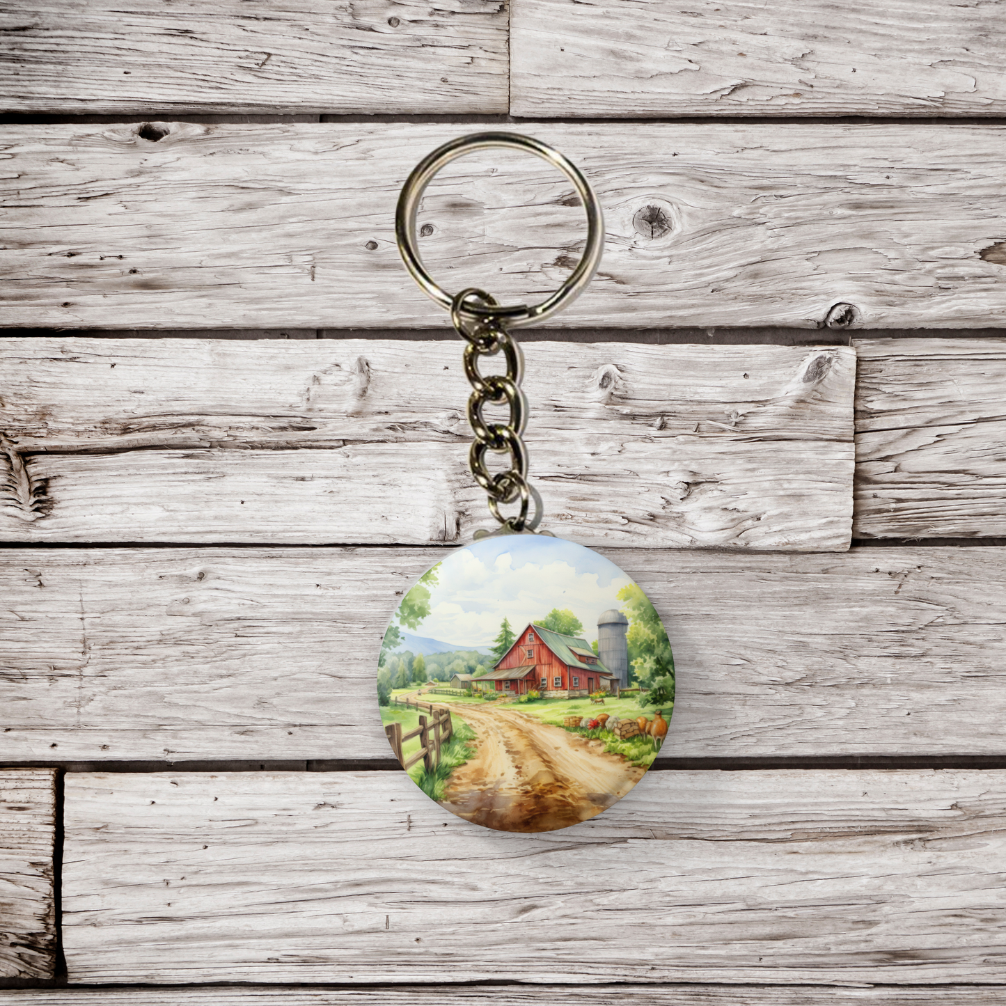 Farm Landscape 7 Pin Back Button, Magnet, Keychain