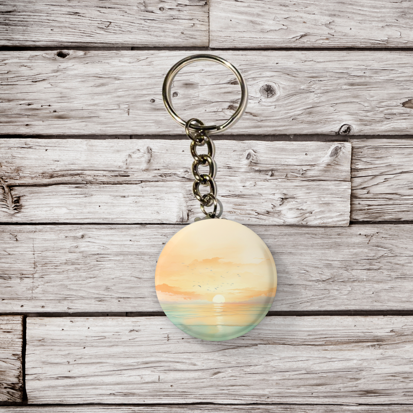 Beach Landscape 8 Pin Back Button, Magnet, Keychain