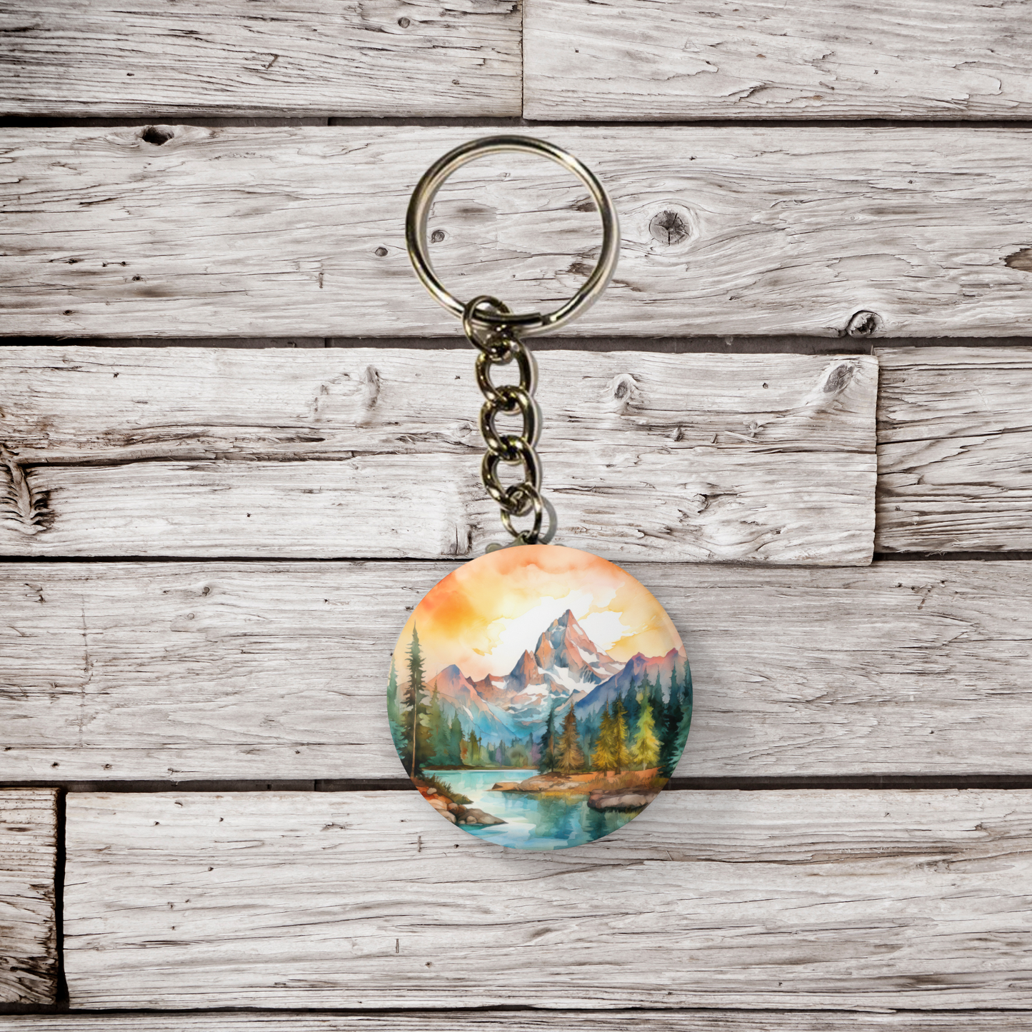 Mountain Forest 4 Pin Back Button, Magnet, Keychain