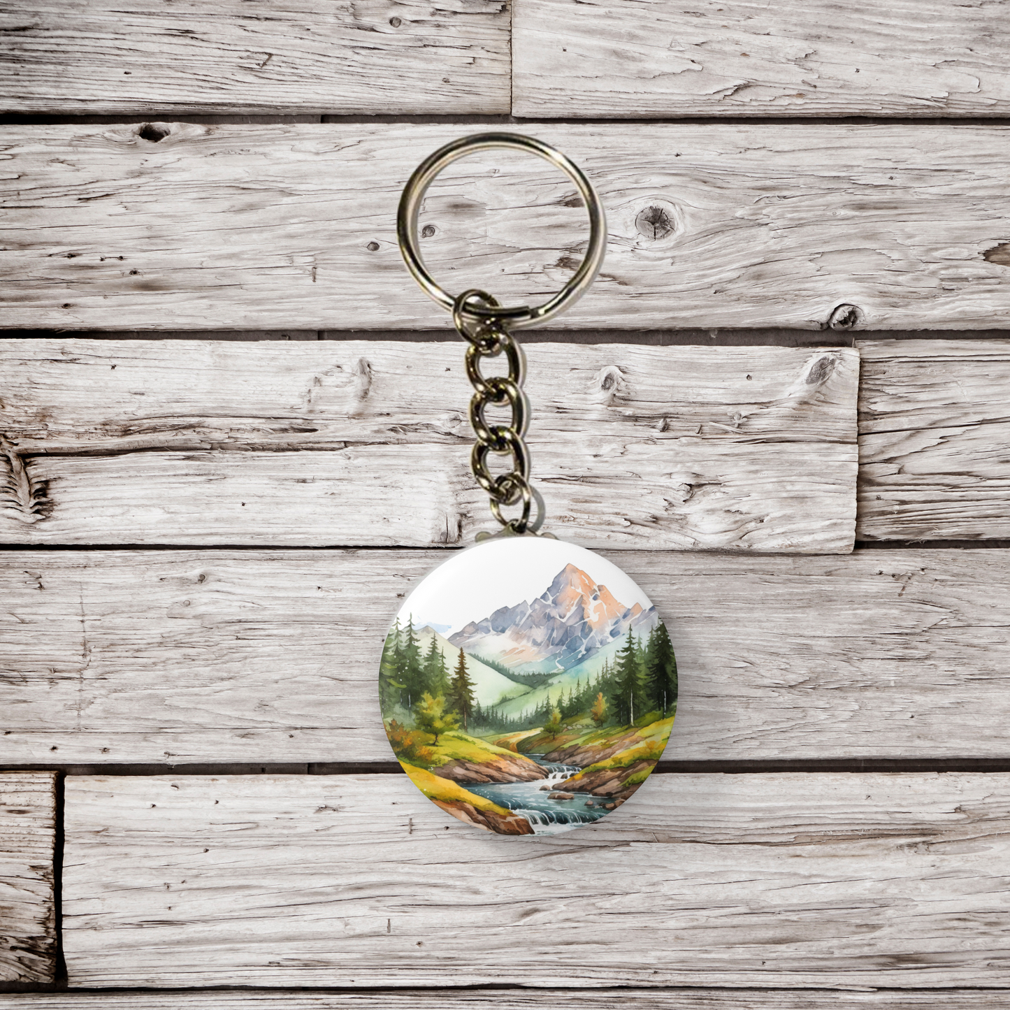 Mountain River 2 Pin Back Button, Magnet, Keychain