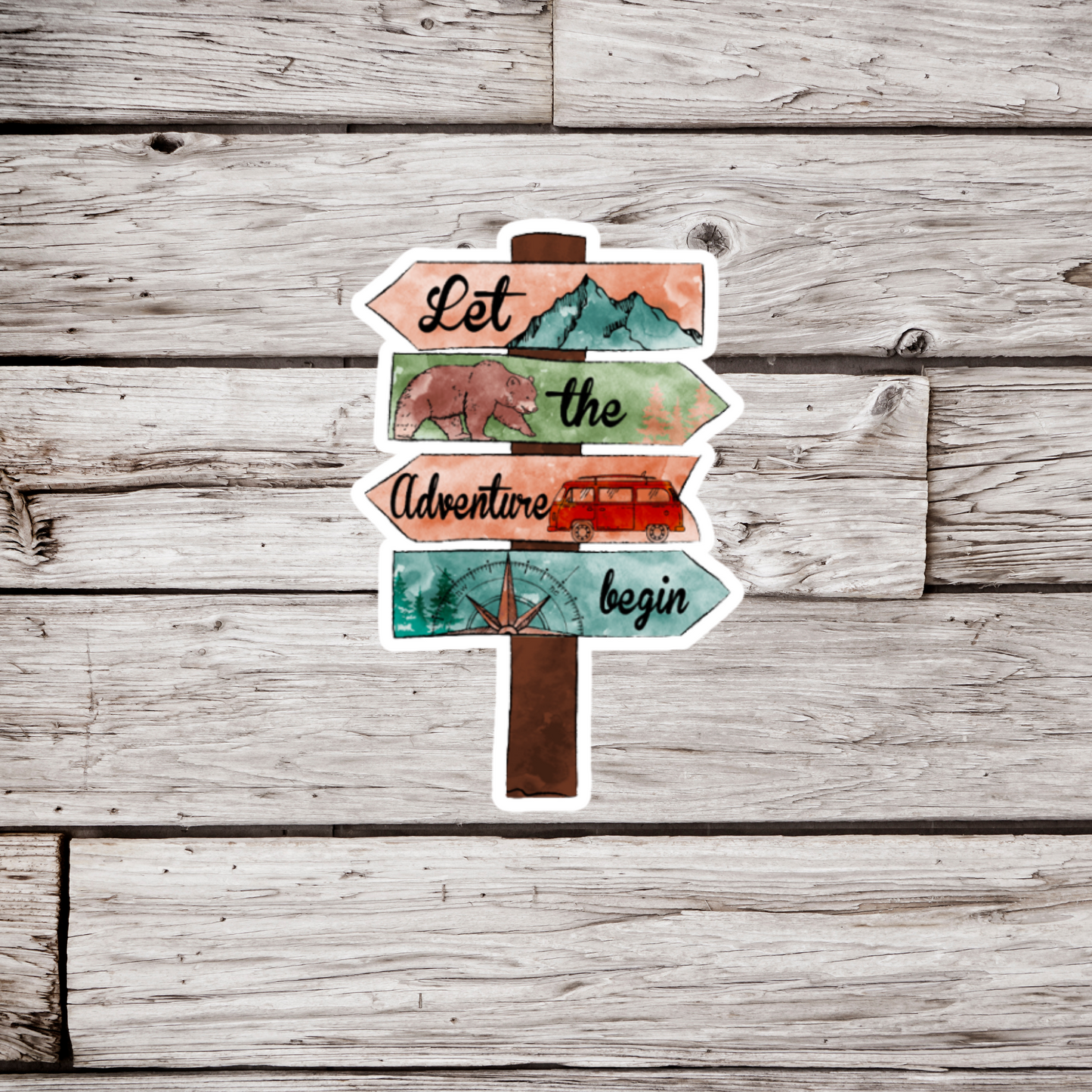 Let The Adventure Begin Sign Sticker