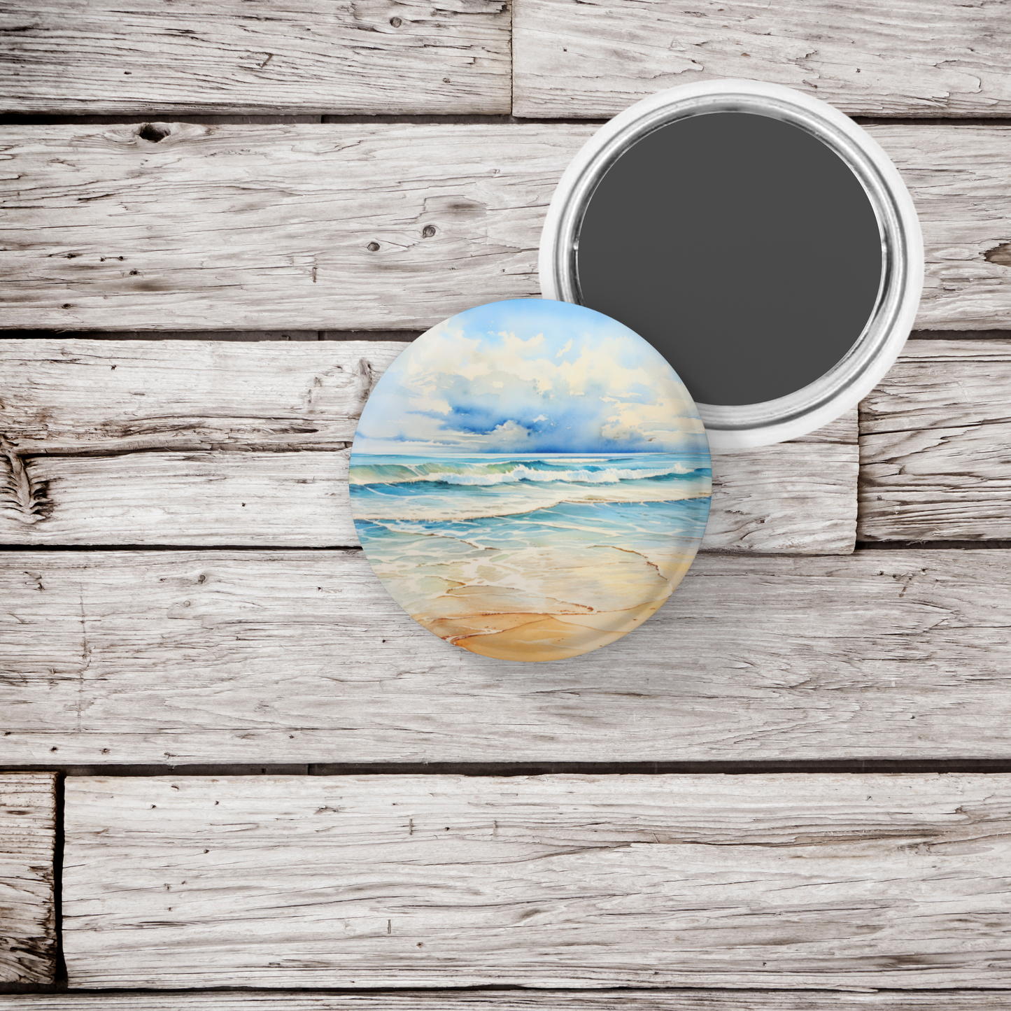 Beach 3 Pin Back Button, Magnet, Keychain