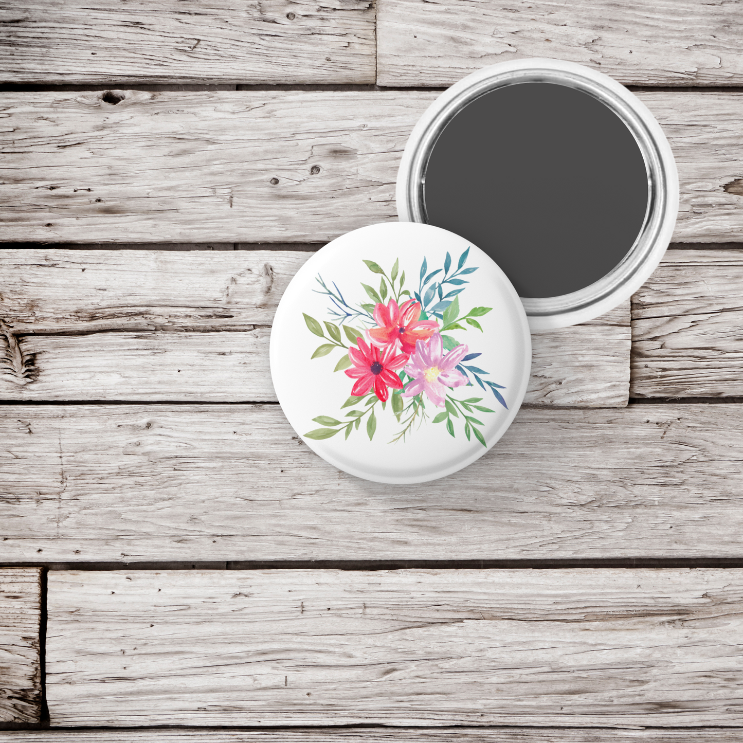 Flower Pin Back Button, Magnet, Keychain