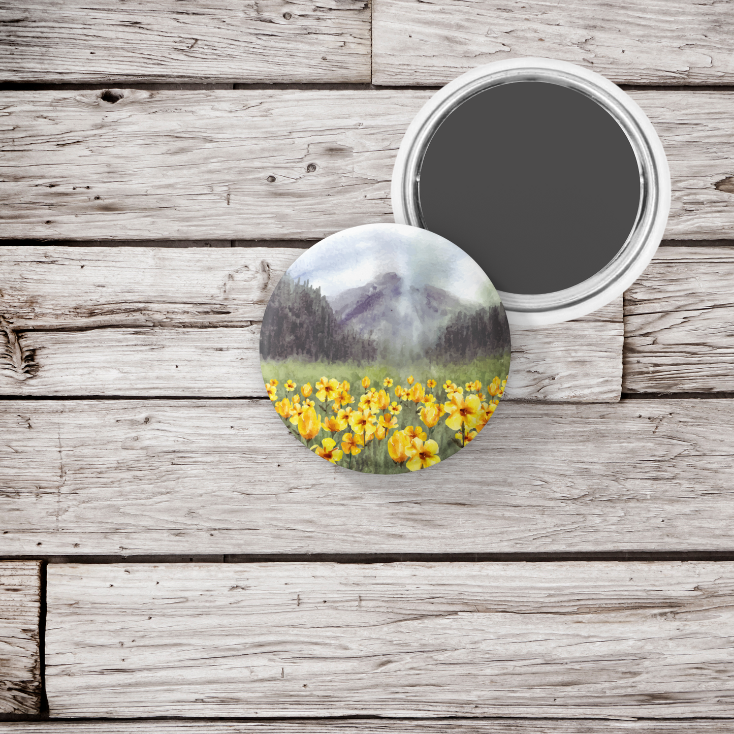 Wildflower Field 2 Pin Pin Back Button, Magnet, Keychain