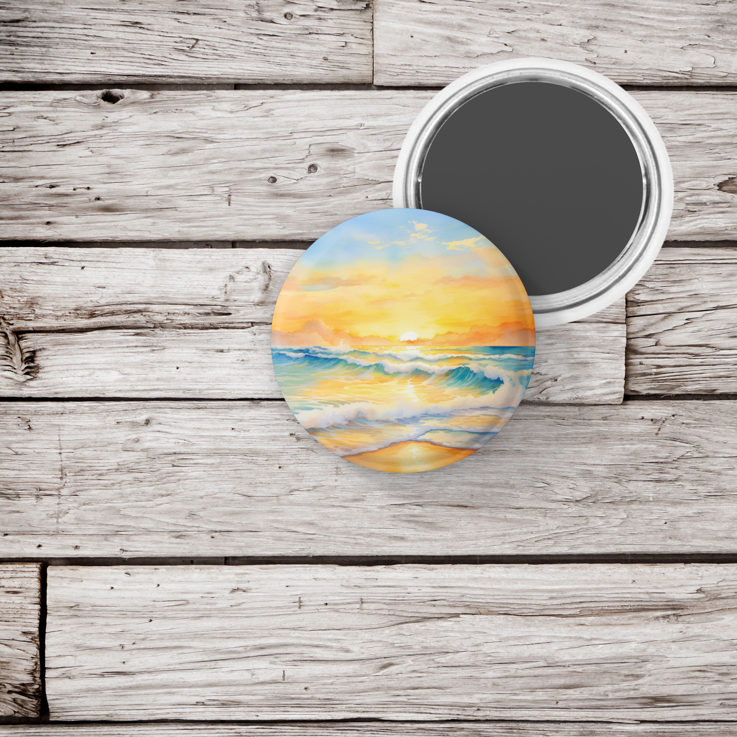 Beach Landscape 5 Pin Back Button, Magnet, Keychain