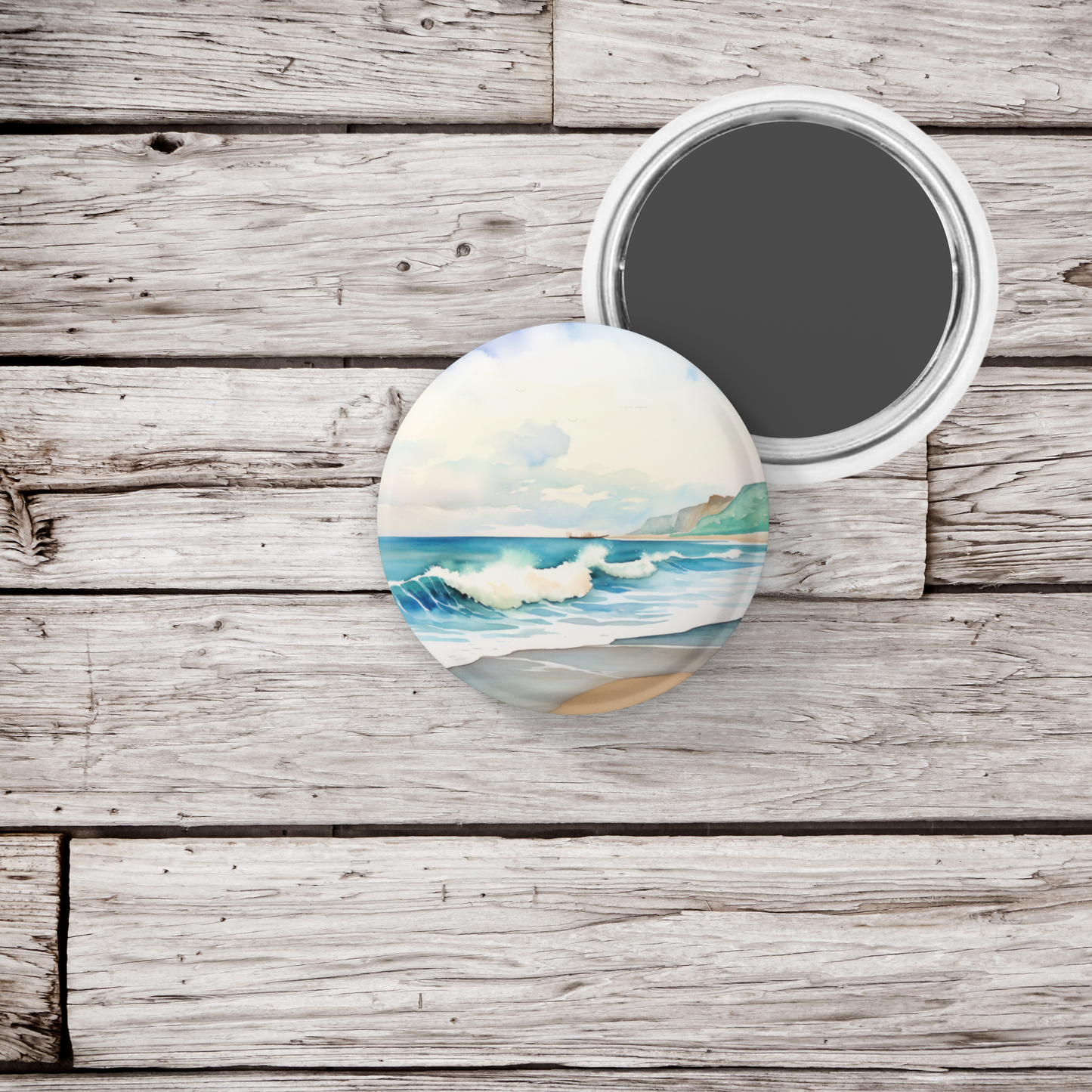 Beach 2 Pin Back Button, Magnet, Keychain